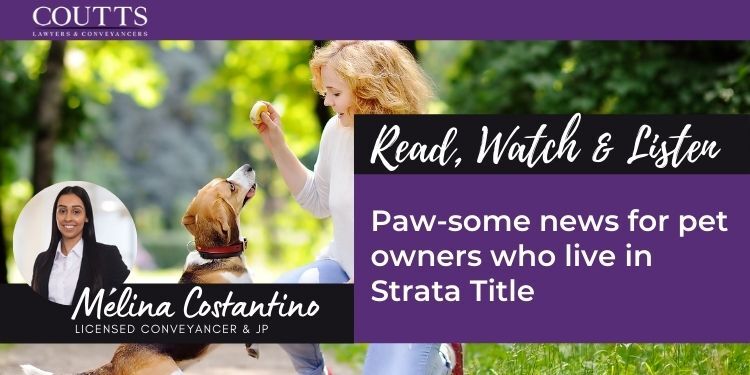 Paw-some news for pet owners who live in Strata Title