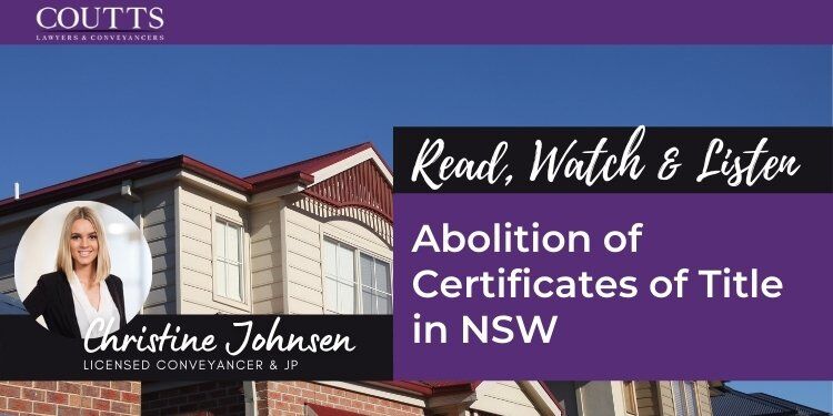 abolition of certificates of title in nsw